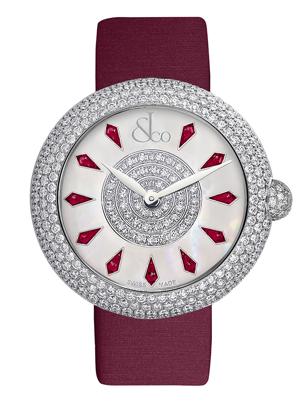 Часы jacob & Co Brilliant Half Pave Ruby c указателями часов в виде рубинов