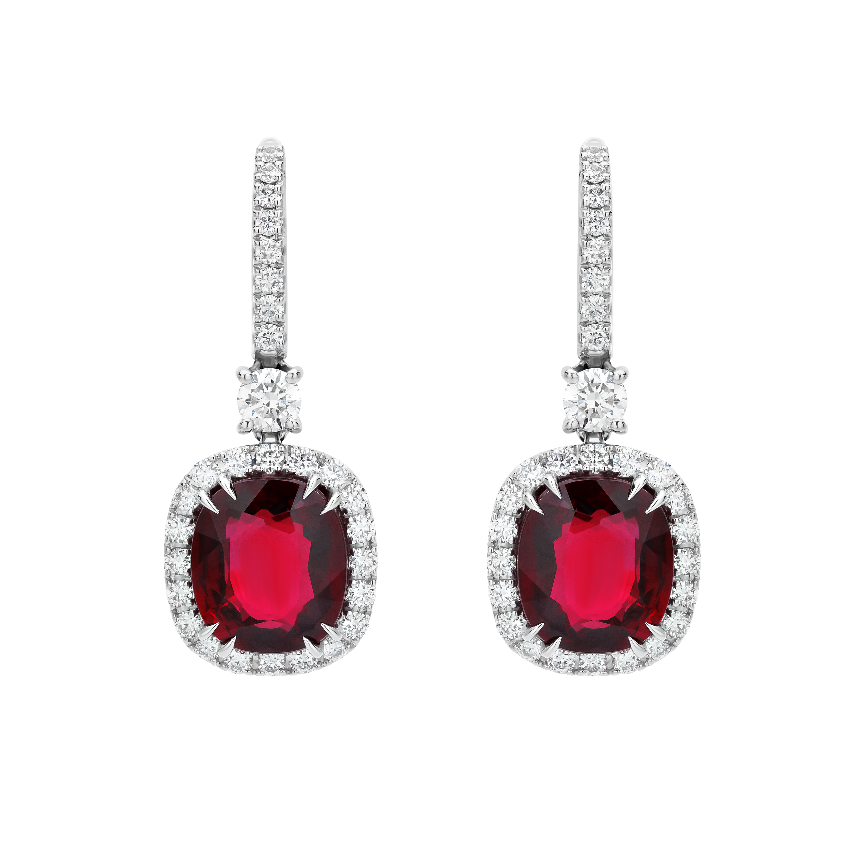 Серьги Mercury Color из белого золота с бриллиантами и рубинами