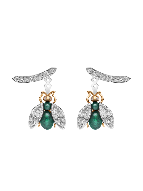 Серьги Garrard Enchanted Palace из белого и желтого золота с бриллиантами и изумрудами