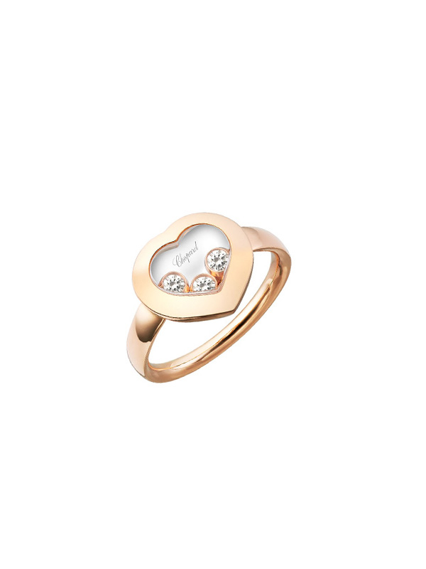 Кольцо Chopard Happy Diamonds из розового золота с тремя плавающими бриллантами