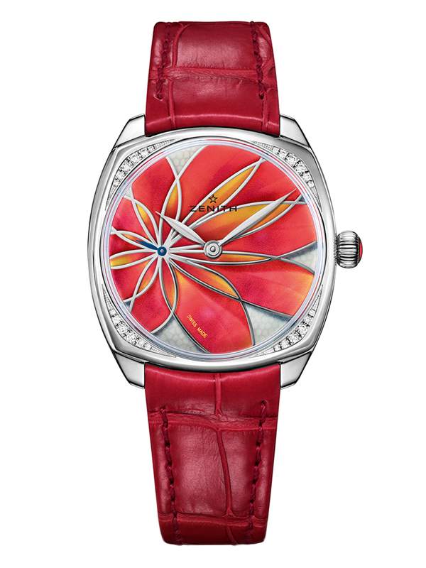 Часы Zenith Heritage Icons Star Flover в корпусе из стали с перламутровым циферблатом с оранжево-красным цветочным мотивом