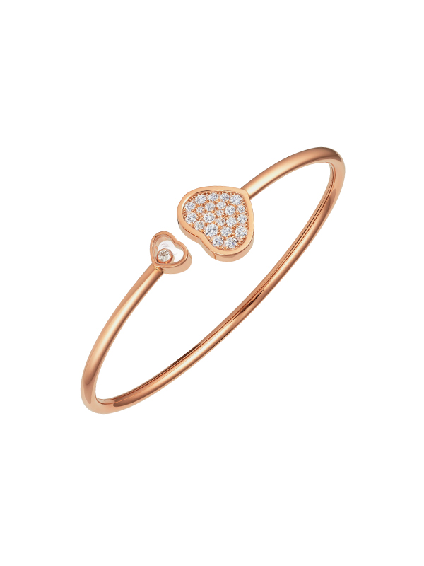 Браслет Chopard Happy Hearts из розового золота с плавающим бриллиантом