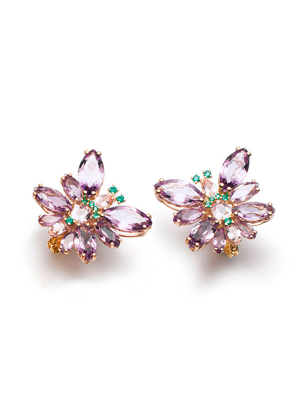 Серьги Dolce & Gabbana Primavera из розового золота с бриллиантами, аметистами и морганитами