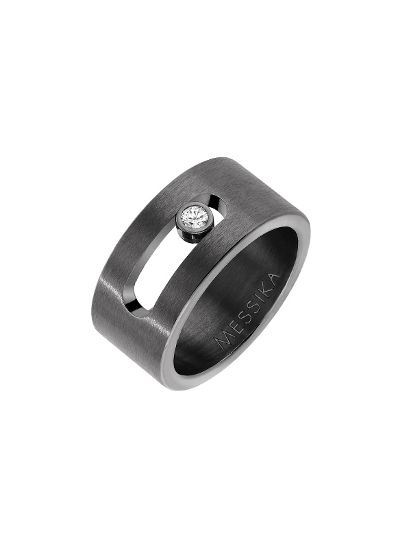 Кольцо Messika Move Titanium из черненого титана с черным подвижным бриллиантом