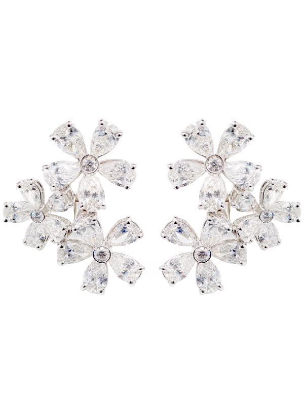 Серьги Mercury Flower из белого золота с бриллиантами