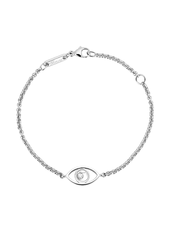 Браслет Chopard Happy Diamonds Good Luck Charms из белого золота с плавающим бриллиантом