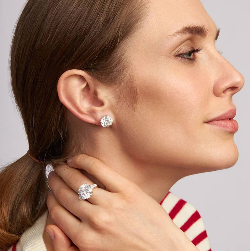 Кольцо и серьги Mercury Classic в белом золоте с бриллиантами