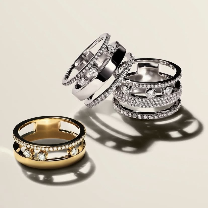 Кольца Messika Move Romane из белого и желтого золота с бриллиантами