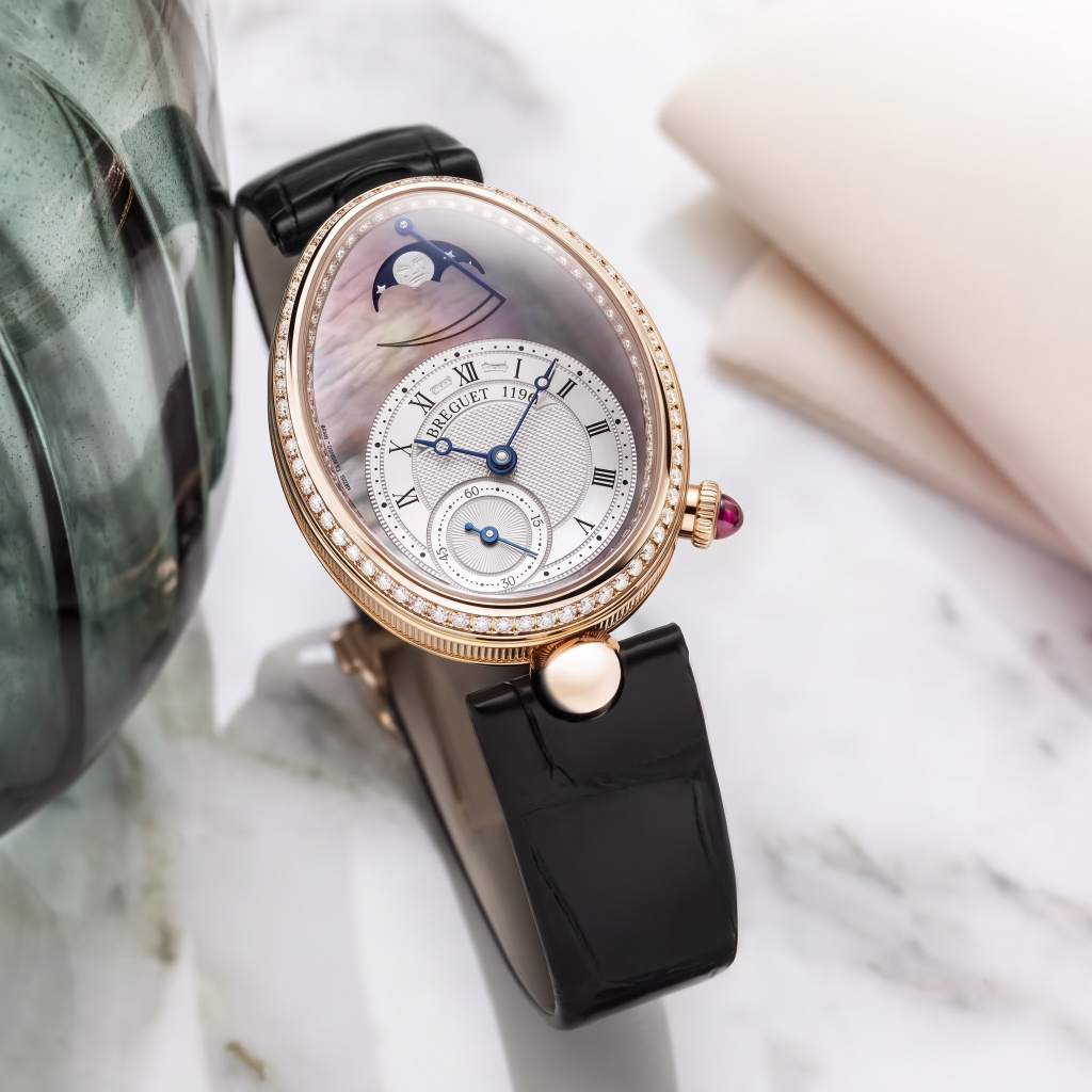 Часы Breguet Reine de Naples из розового золота с перламутром, бриллиантами и календарем лунных фаз Часы Breguet Reine de Naples из розового золота с перламутром, бриллиантами и календарем лунных фаз