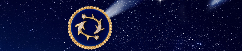 Кулон Serendipity Zodiac «Рыбы» из желтого золота с бриллиантами и синей керамикой