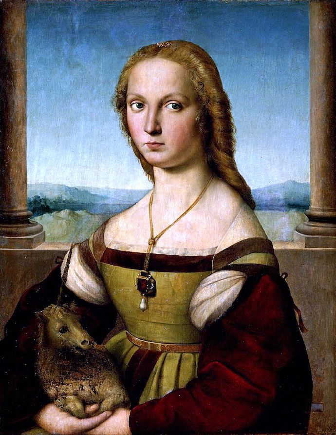 «Дама с единорогом», Рафаэль Санти, ок. 1506 г. Lady_with_unicorn_by_Rafael_Santi.jpg