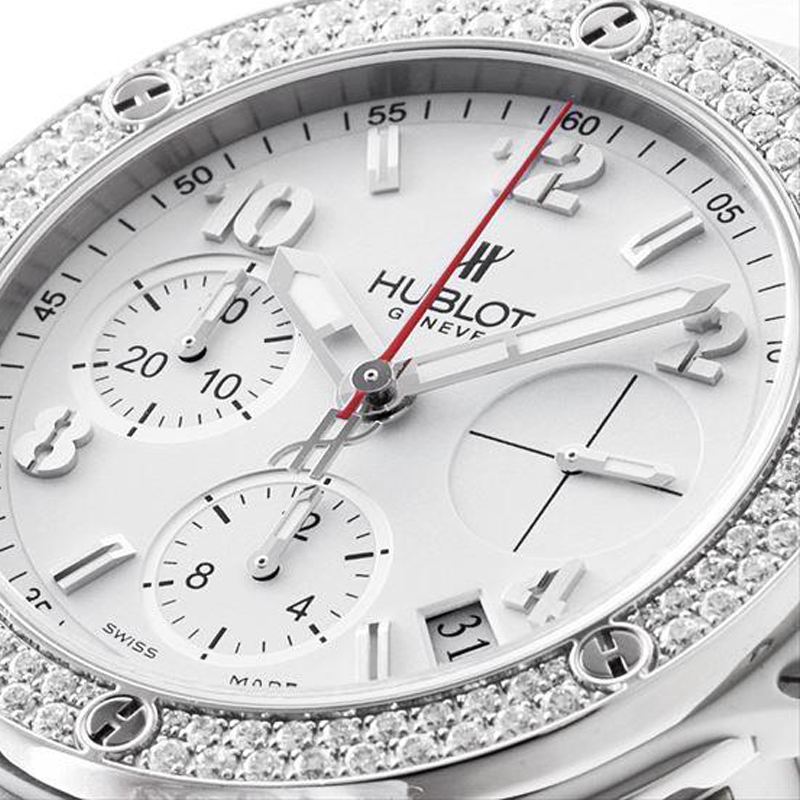 Хронограф Hublot Big Bang Steel White Diamonds в 42 мм стальном корпусе с указателем даты и бриллиантами на безеле