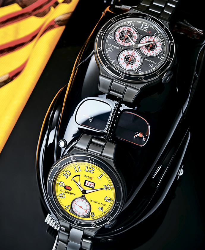 Часы Centigraphe Sport в корпусе из алюминия, часы Octa Sport в корпусе из титана, все F.P. Journe