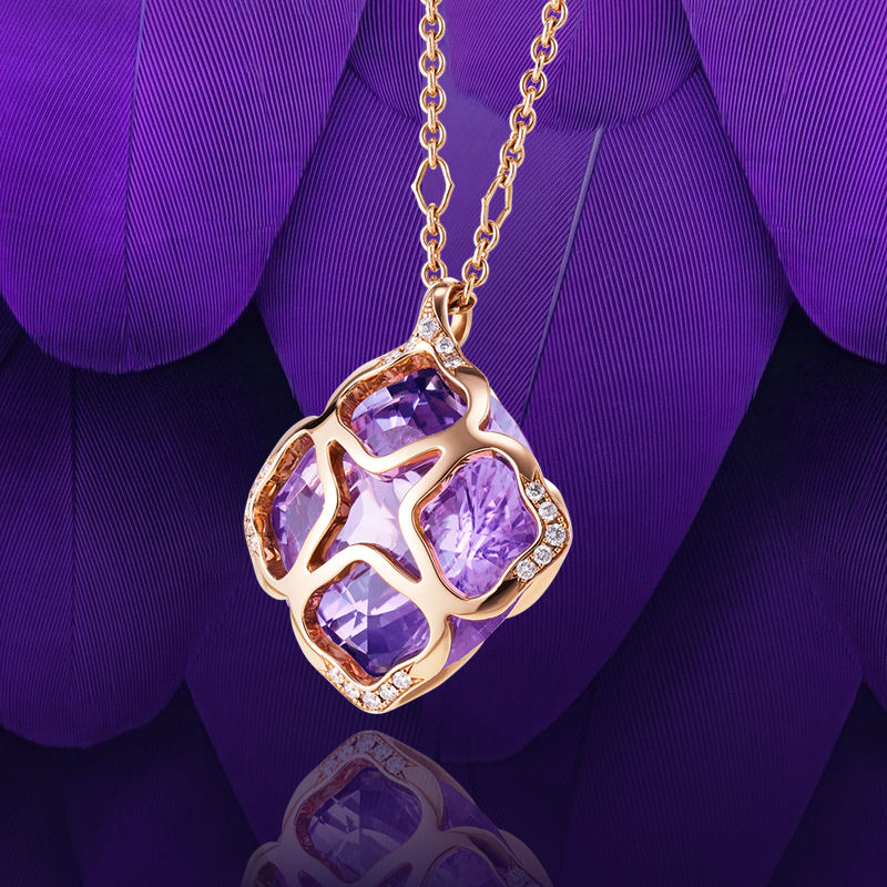 Кулон Chopard Imperiale Cocktail Sautoir из розового золота с бриллиантами и аметистами