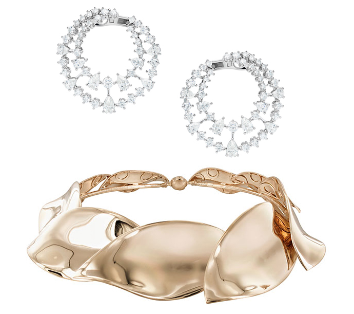Серьги Mercury Classic из белого золота с бриллиантами и колье Pasquale Bruni Lakshmi из розового золота