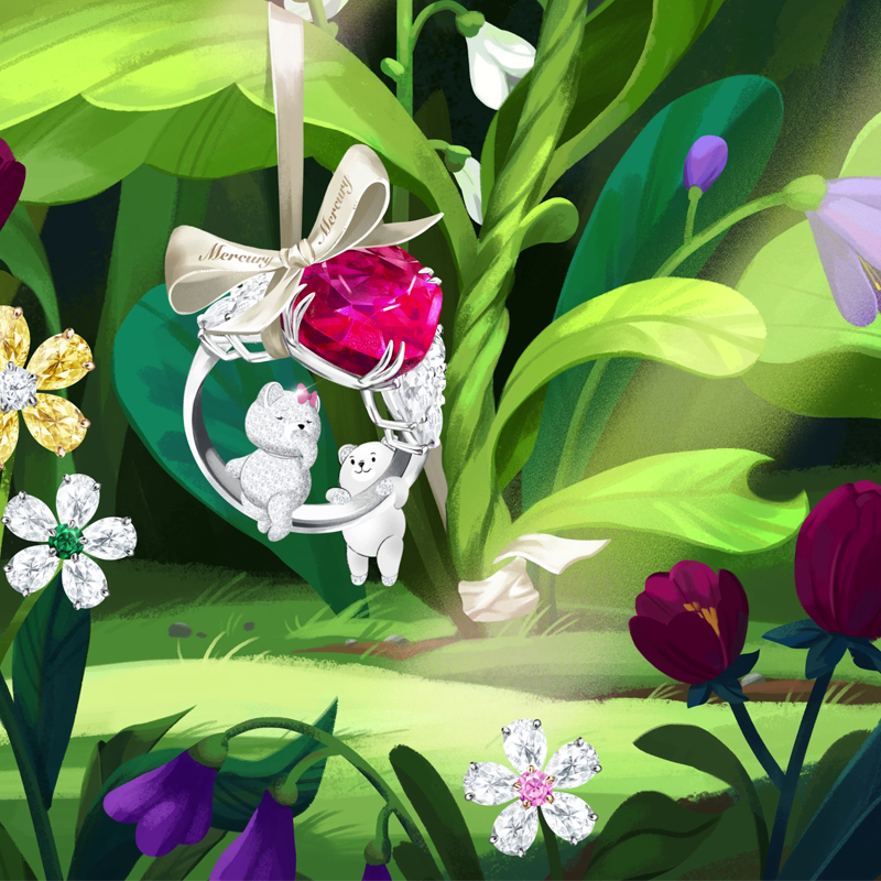 Кольцо Color, серьги Flower, все Mercury