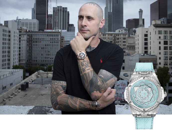 Максим Буши || Часы Big Bang One Click Sang Bleu Steel Turquoise с автоматиче- ским заводом, часы, минуты, секунды, корпус — сталь, бриллианты. лимитированная серия — 50 экземпляров