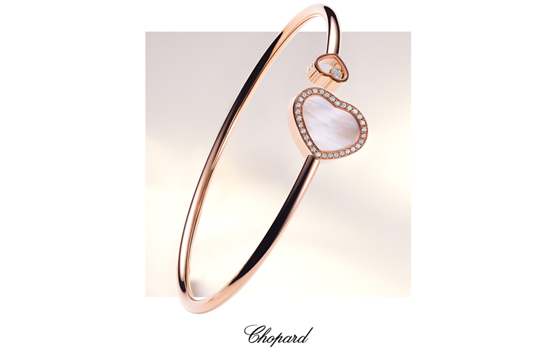 Браслет Chopard Happy Diamonds из розового золота с перламутром и бриллиантами, один из которых подвижный