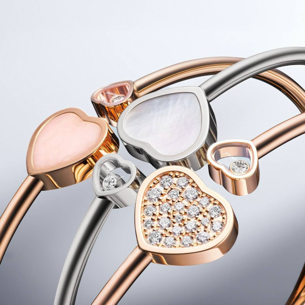 Браслеты Chopard Happy Diamonds из белого и розового золота с бриллиантами