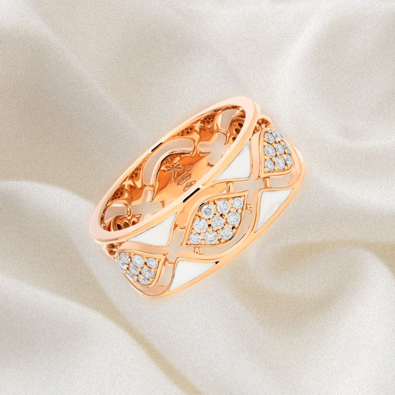 Кольцо Casato Mikou из розового золота с бриллиантами и эмалью
