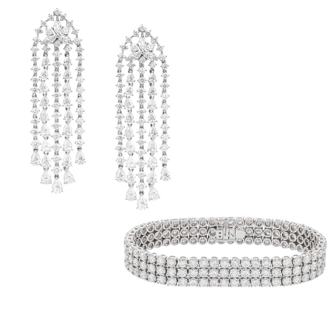 Серьги Mercury Classic из белого золота с бриллиантами и браслет Mercury Classic из белого золота с бриллиантами