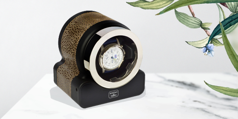 Шкатулка для часов Scatola del Tempo с автоподзаводом со отделкой коричневой кожей