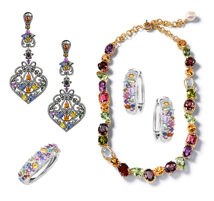Серьги Jacob & Co. Chandellier, колье Dolce & Gabbana Anna, серьги и кольцо Mattioli Candy