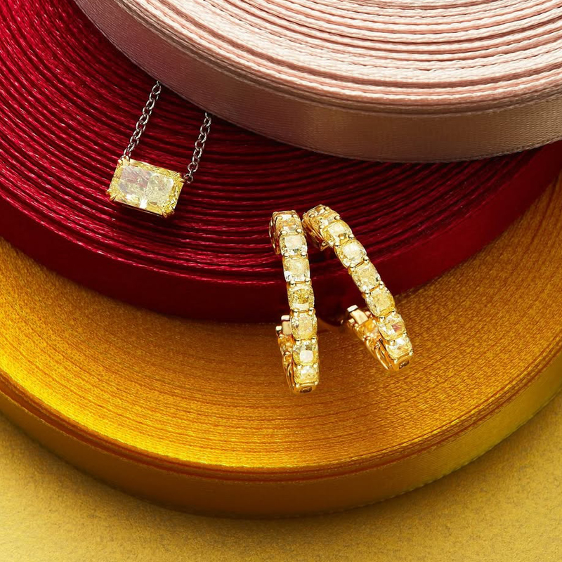 Кулон и серьги Mercury Classic из желтого золота с желтыми бриллиантами