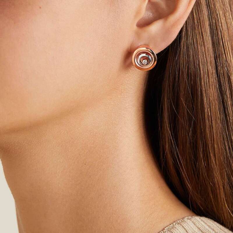 Серьги Chopard Happy Diamonds из белого и розового золота с бриллиантом