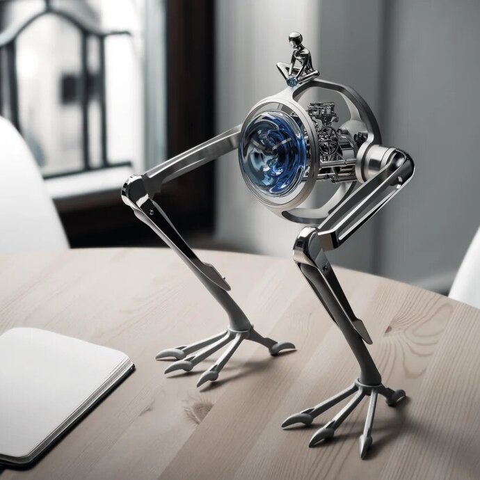 Часы MB & F Tom & T-Rex, сталь, палладий, бронза, муранское стекло. 