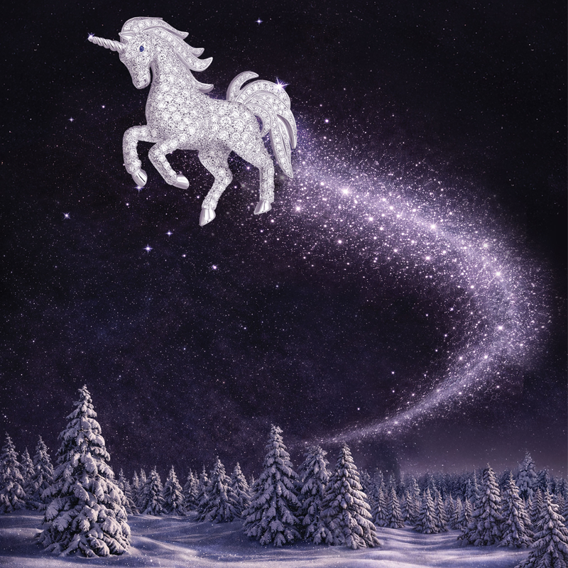 Кулон Mercury Classic из белого золота с бриллиантами и сапфиром