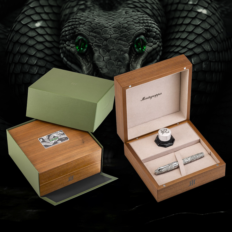 Коробка из ореха с табличкой коллекции Year Of The Snake, баночка чернил 50 мл