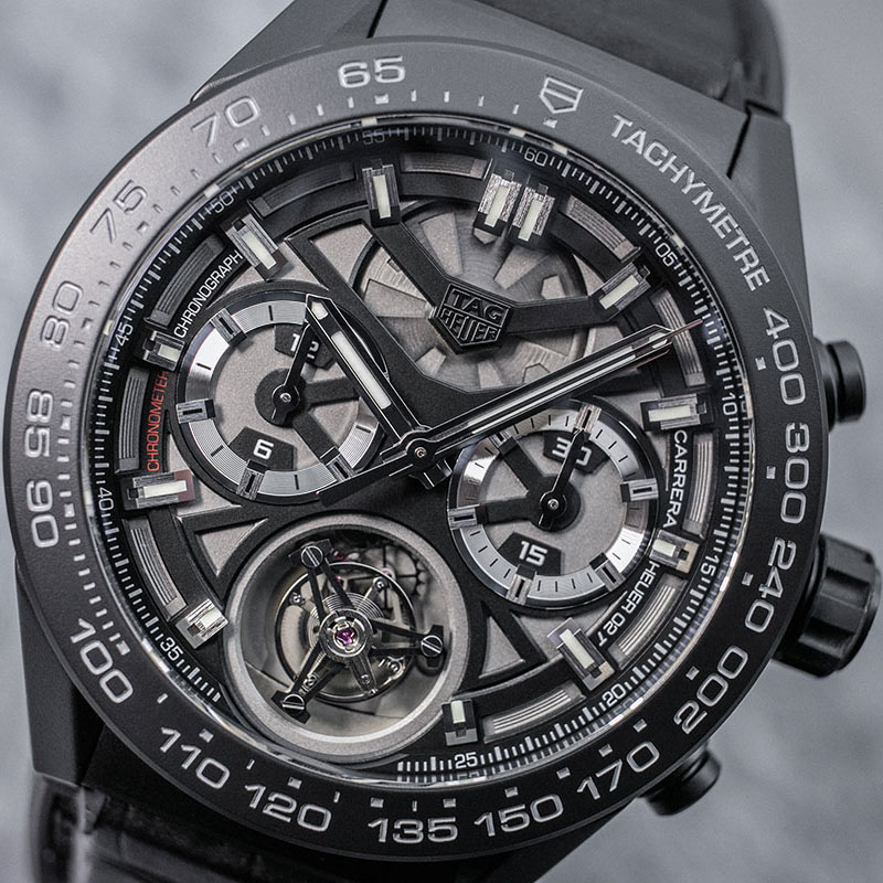 Часы TAG Heuer Carrera в 45 мм корпусе из титана с хронографом, турбийоном и тахиметром