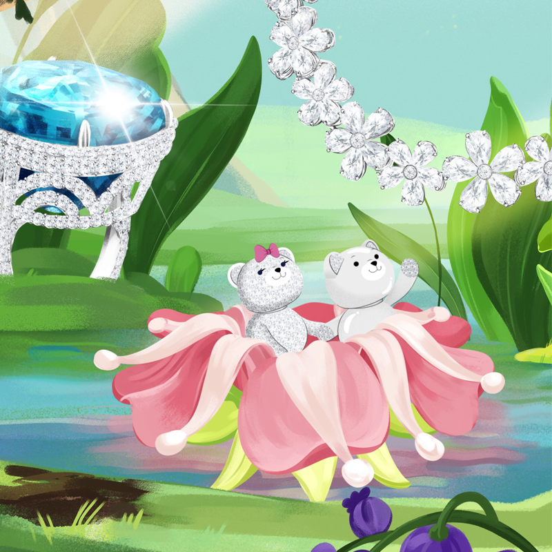 Колье Flower, кольцо Color, все Mercury