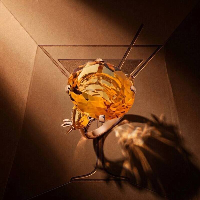 Кольцо Casato Acqua из розового золота с цитрином и бриллиантами