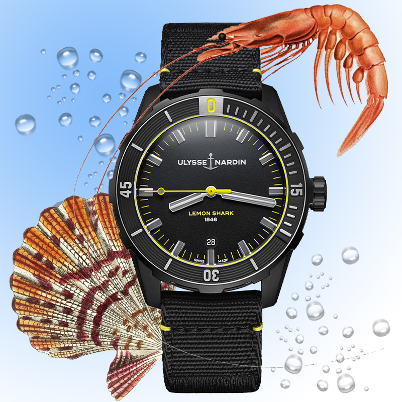 Часы Ulysse Nardin Diver Lemon Shark в 42 мм корпусе из стали. Водонепроницаемость: 300 м