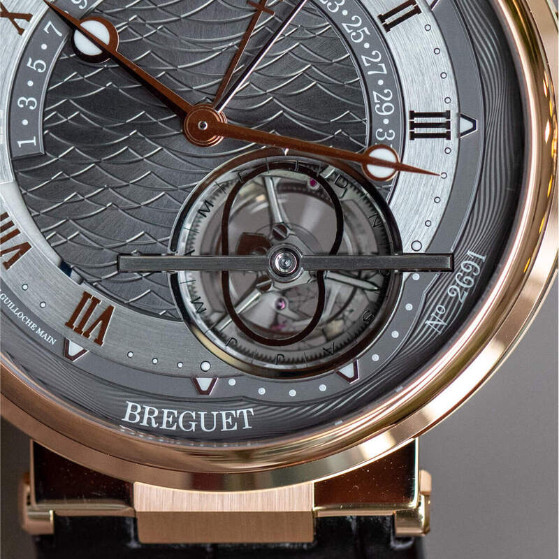 Часы Breguet Marine в 43,9 мм корпусе из розового золота с датой, вечным календарем, турбийоном и ретроградными указателями