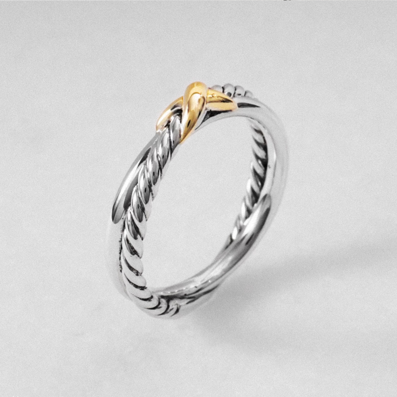 Кольцо David Yurman Crossover из серебра и желтого золота