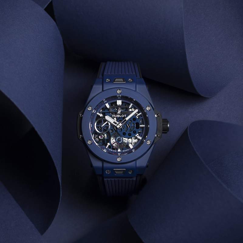 Часы Hublot Big Bang MECA-10 Ceramic Blue в 42 мм корпусе из керамики со скелетонизированным циферблатом