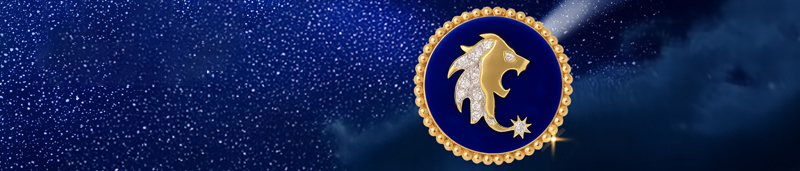 Кулон Serendipity Zodiac «Лев» из желтого золота с бриллиантами и синей керамикой