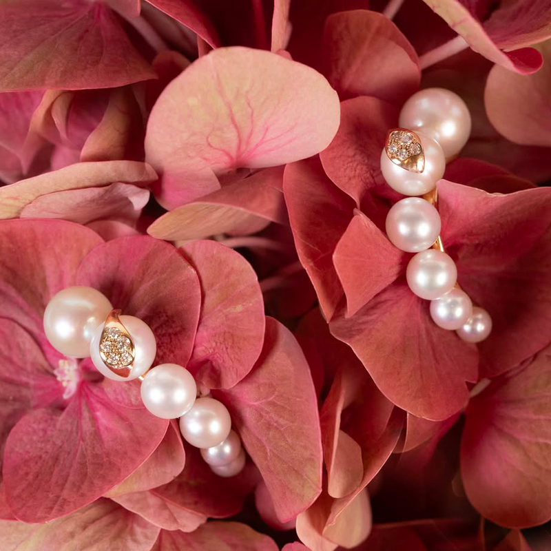 Серьги Utopia Flora Bloom из розового золота с бриллиантами и жемчугом