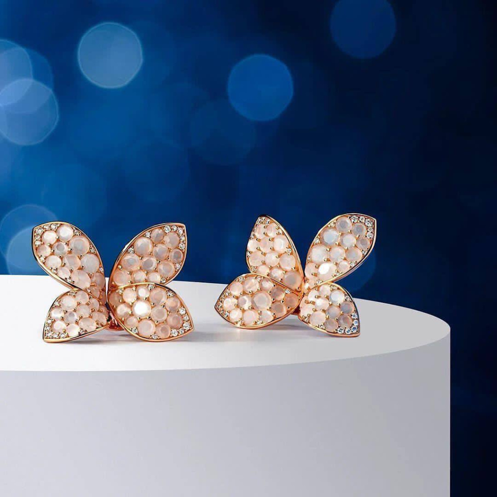 Серьги Pasquale Bruni Giardini Segreti из розового золота с лунным камнем и бриллиантами