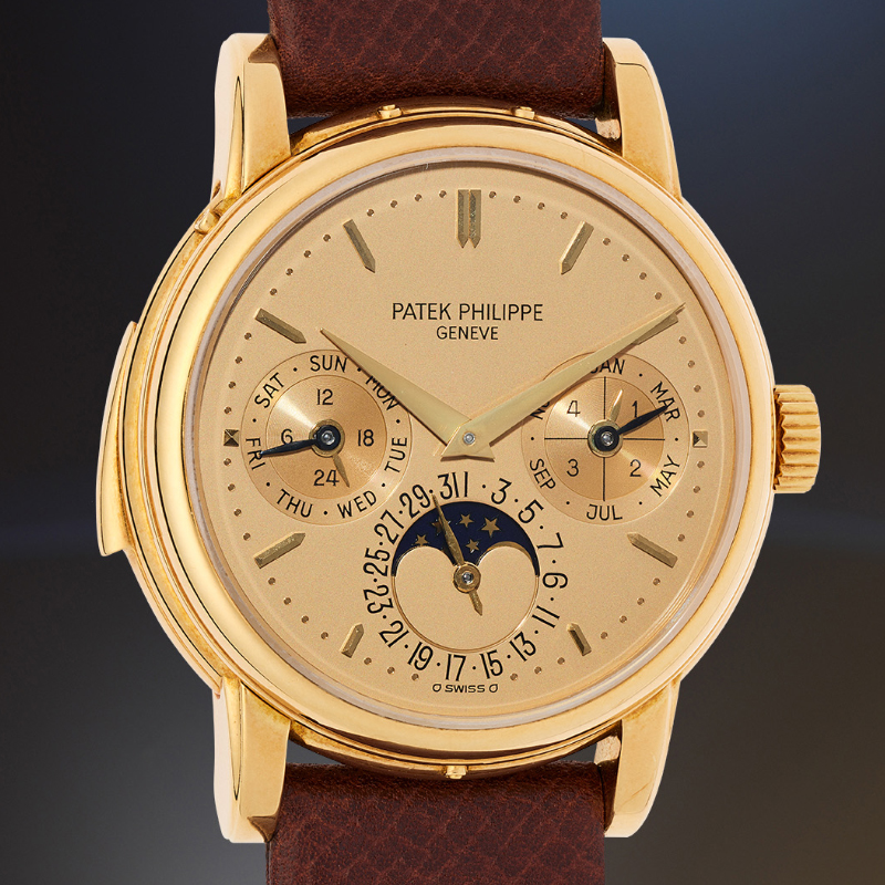 Часы Patek Philippe Ref. 3974J в 36 мм корпусе из желтого золота с вечным календарем и минутным репетиром