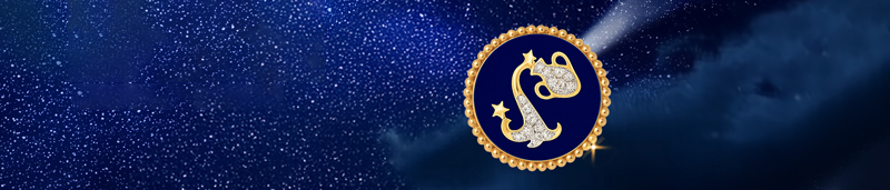 Кулон Serendipity Zodiac «Водолей» из желтого золота с бриллиантами и синей керамикой