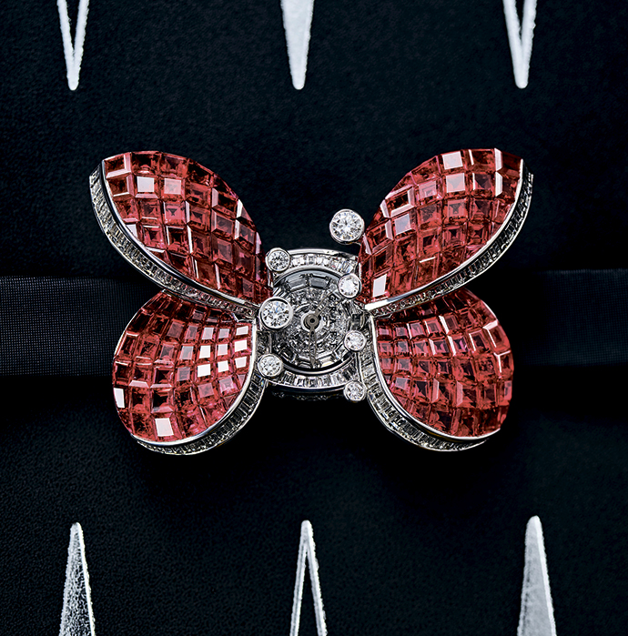 Часы с секретом Graff Princess Butterfly в корпусе из белого золота с бриллиантами и рубинами