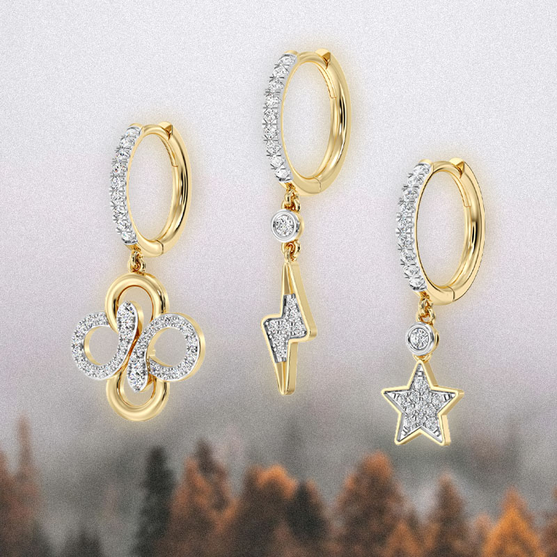 Серьги Serendipity Pave и Snake из желтого золота с бриллиантами