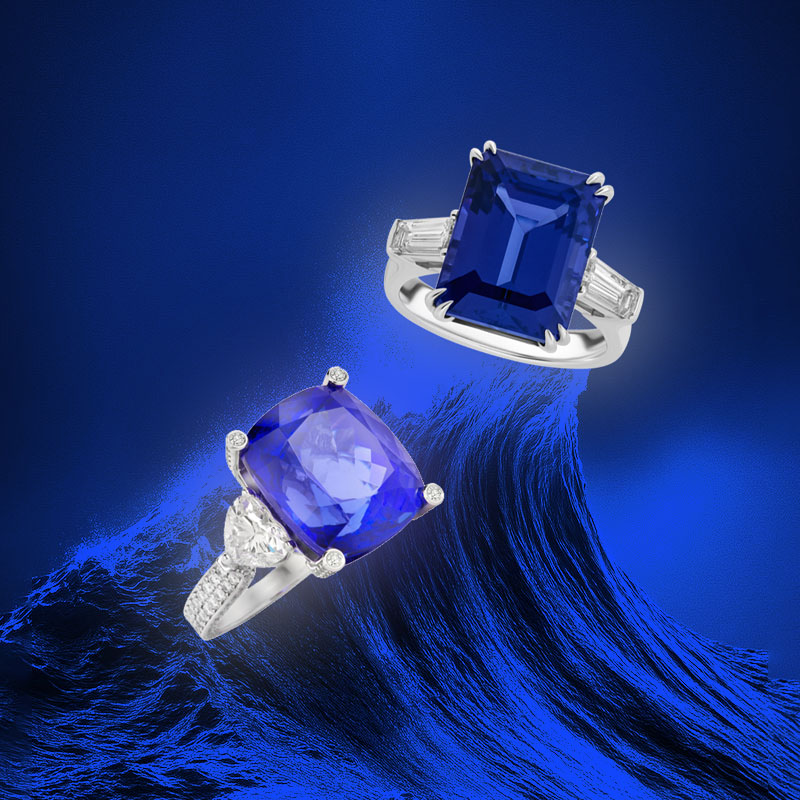 Кольца Mercury Color и Chopard Temptations из белого золота с бриллиантами и сапфирами
