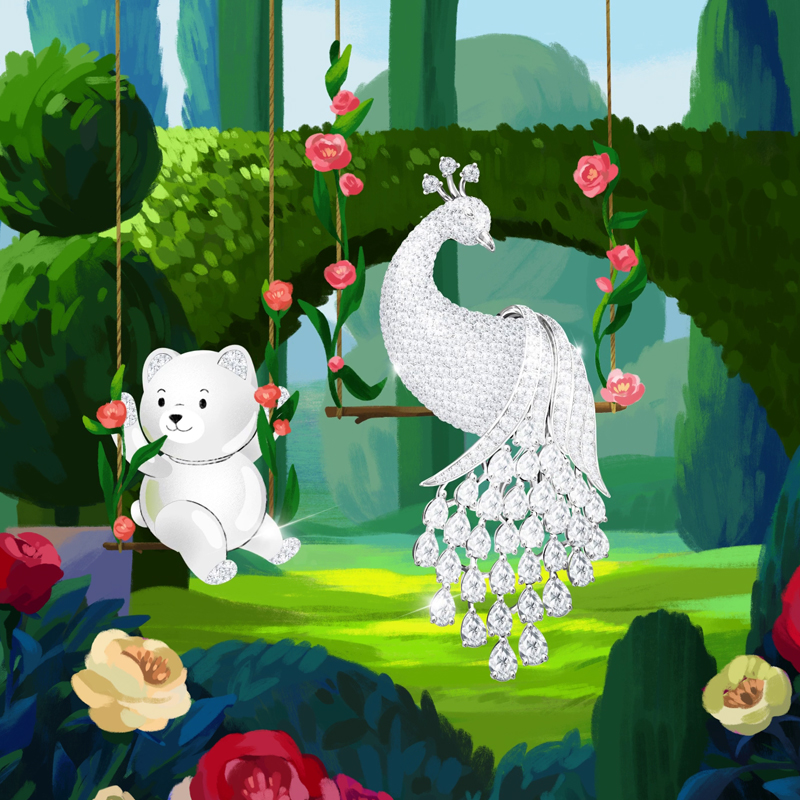 Брошь Mercury Fairy Tales из белого золота с бриллиантами