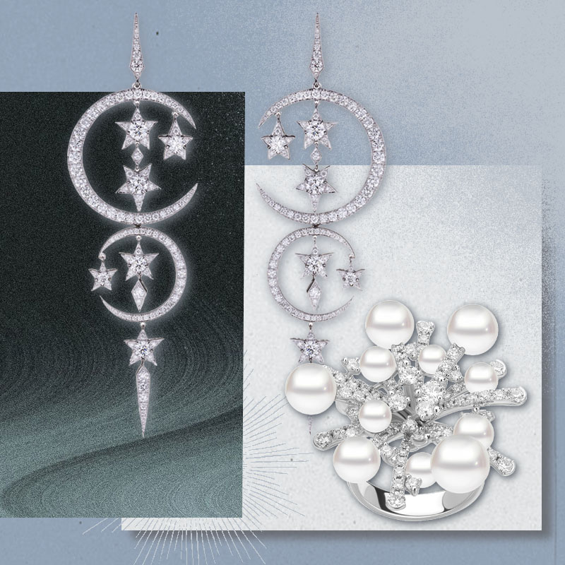 На фото: серьги Stephen Webster Couture Voyage и кольцо Mikimoto Splash