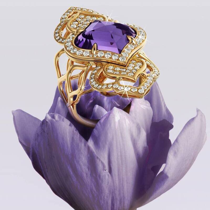 Кольцо Chopard Imperiale из розового золота с аметистом и бриллиантами Кольцо Chopard Imperiale из розового золота с аметистом и бриллиантами